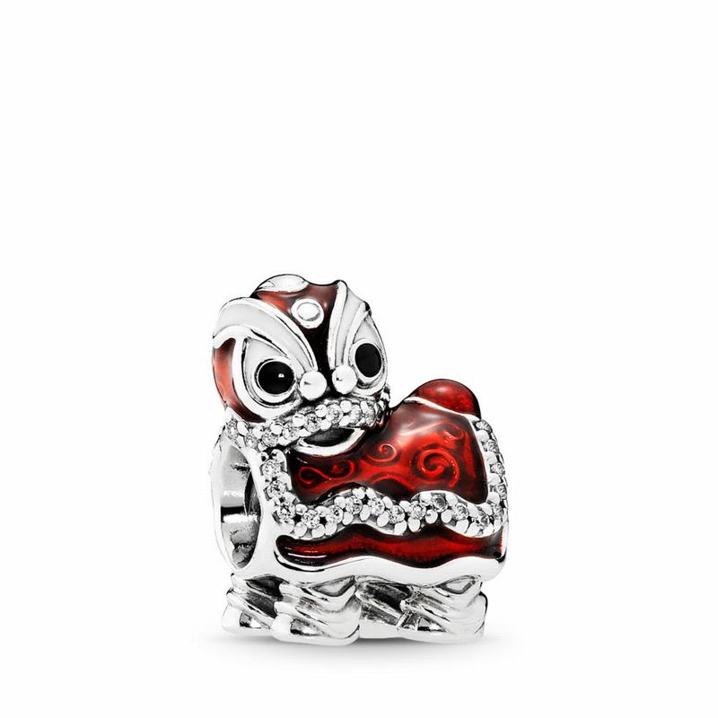 Pandora Chinese Lion Dance Charm Ireland - Sterling Silver/Enamel/Black/Cubic Zirconia - 753069RZE